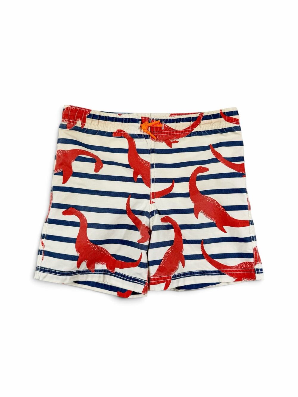Mini Boden Dinosaur Striped Swim Trunks Shorts Size 6-7 Years